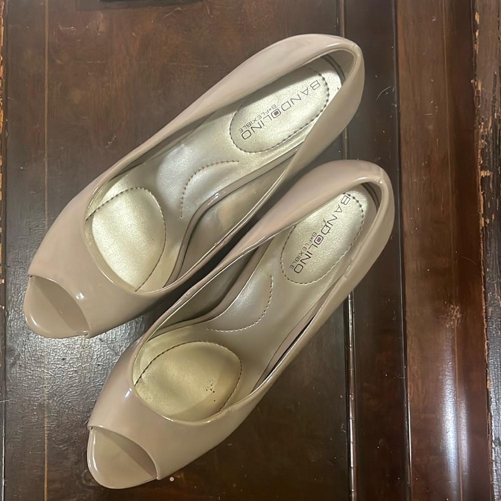 Pale Patent Platform Heel